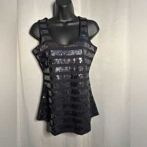 Garnet Hill Black Sequin Tank, Black Size XS‎